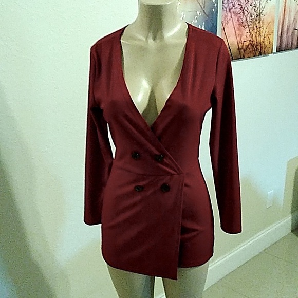 Burgundy Romper - Picture 2 of 4